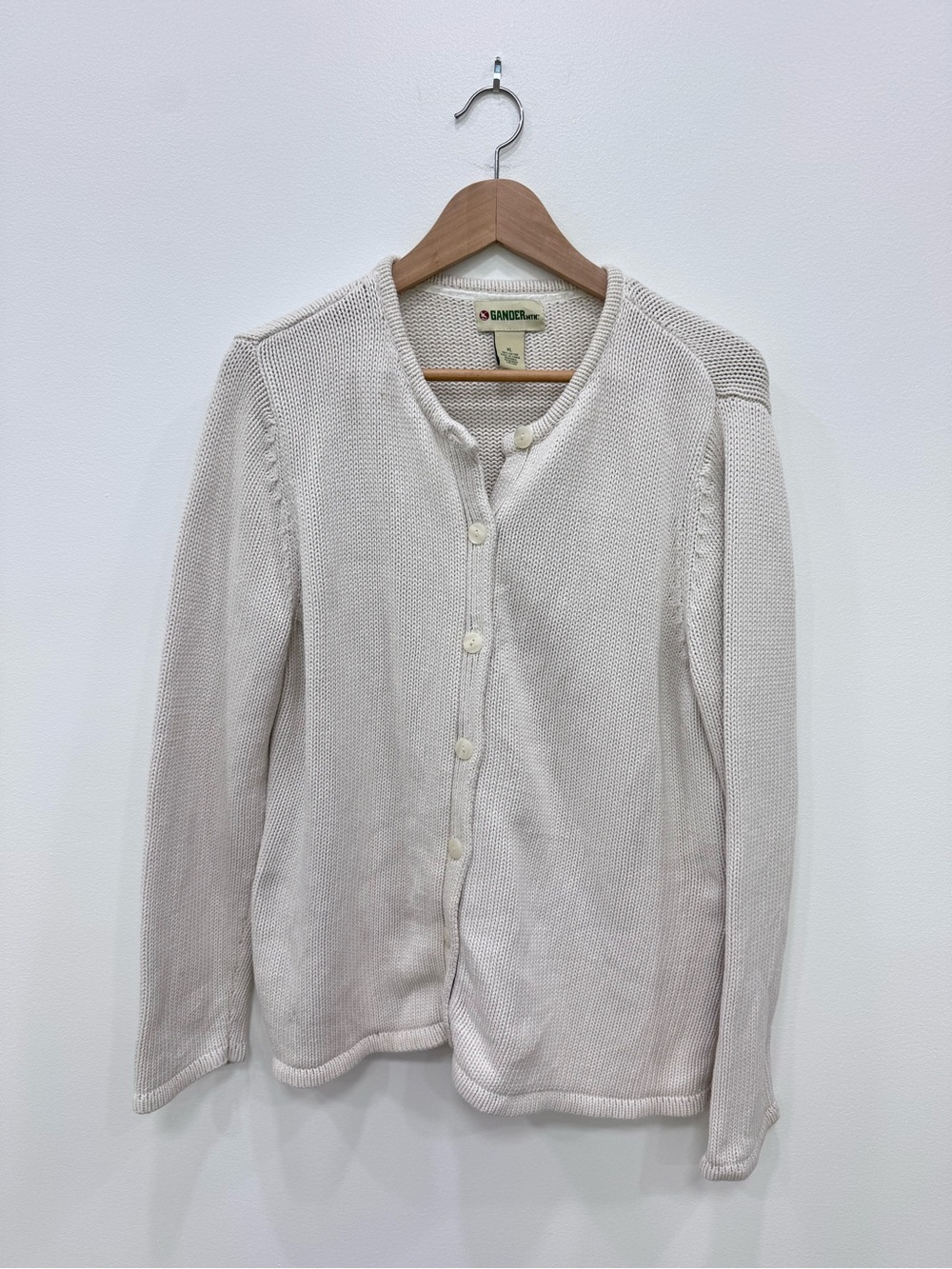 Vintage cotton shaker knit Gander Mountain neutral natural fibers front XL